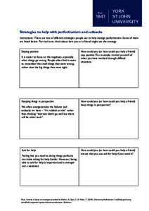 Perfectionism worksheets - Research at York St John